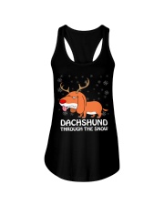 Funny Dachshund Dashing Through Snow Christmas Pun Ladies Flowy Tank thumbnail