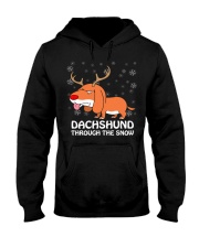 Funny Dachshund Dashing Through Snow Christmas Pun Hooded Sweatshirt thumbnail