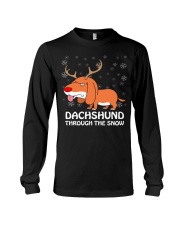 Funny Dachshund Dashing Through Snow Christmas Pun Long Sleeve Tee thumbnail