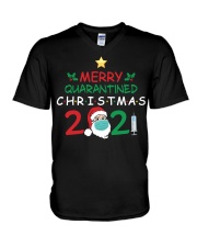Merry Quarantined Christmas 2021 V-Neck T-Shirt tile