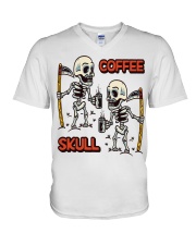 Coffee and skull V-Neck T-Shirt tile