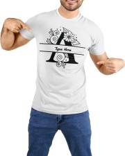 A Floral Split Alphabets Monogram Personalized Custom Premium Fit Mens Tee custom-t-shirts-premium-fit-men-lifestyle-front-66