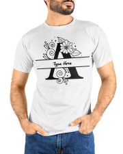 A Floral Split Alphabets Monogram Personalized Custom Premium Fit Mens Tee custom-t-shirts-premium-fit-men-lifestyle-front-68