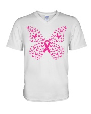 Butterfly Cancer V-Neck T-Shirt tile