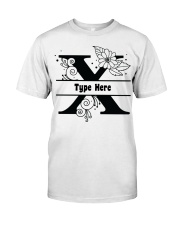 X Floral Split Alphabets Monogram Personalized Custom Premium Fit Mens Tee front