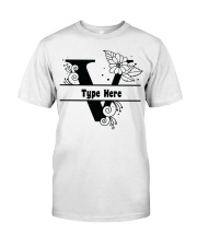 V Floral Split Alphabets Monogram Personalized Custom Premium Fit Mens Tee front