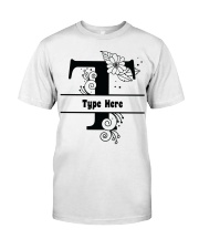 T Floral Split Alphabets Monogram Personalized Custom Premium Fit Mens Tee front