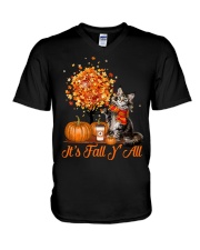 IT'S FALL Y'ALLCAT AUTUMN FALL V-Neck T-Shirt tile