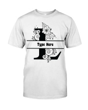 L Floral Split Alphabets Monogram Personalized Custom Premium Fit Mens Tee front