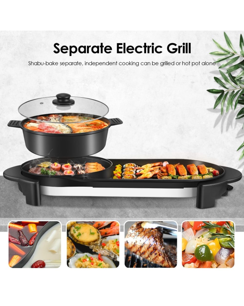 2 in1 Multifunction Electric Grill For Hot Pot Kitchen Cooker template