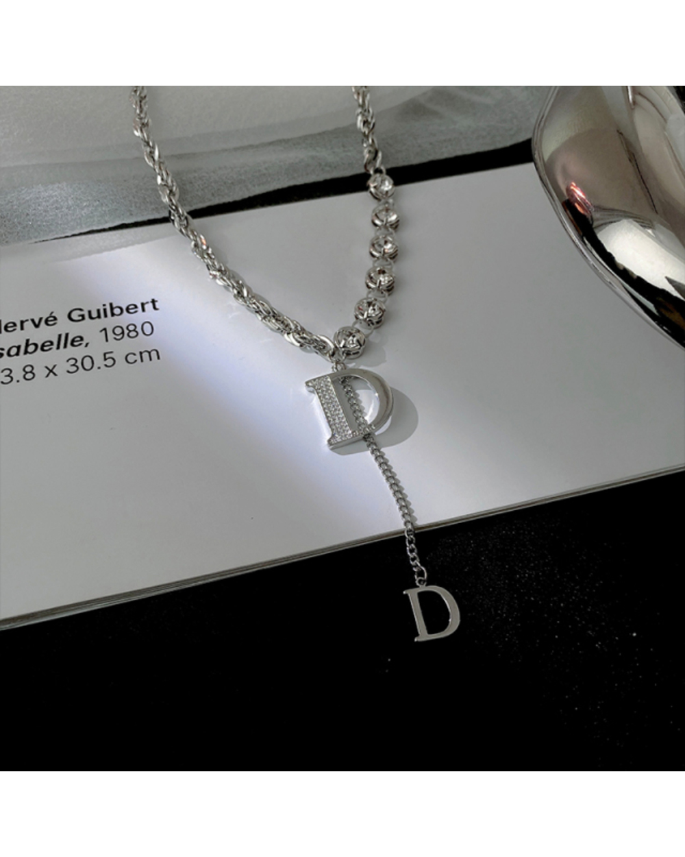 Designer Luxury Zircon D Letter Pendant Long Necklace template