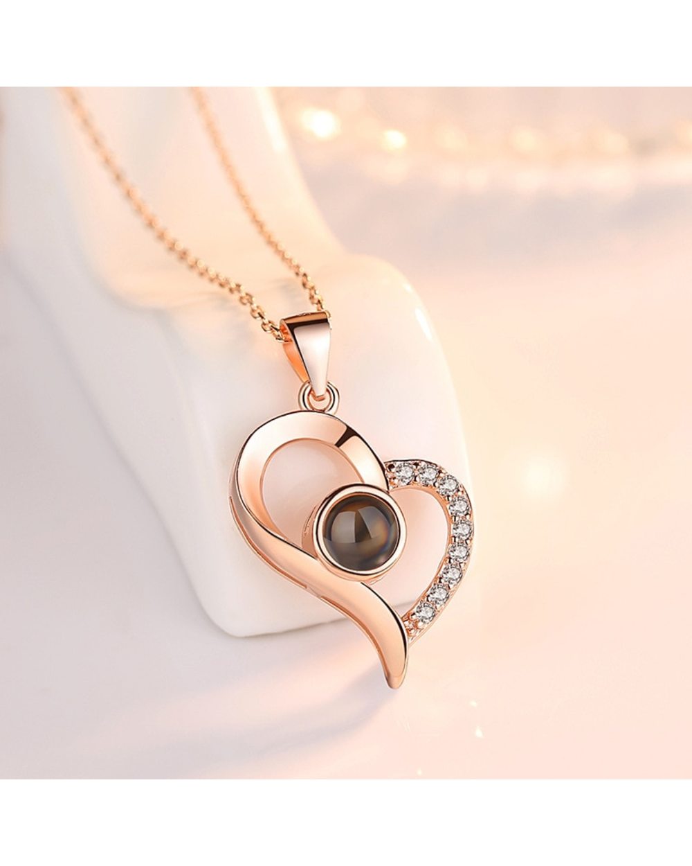 I Love You Necklace 100 Languages Projection Heart Pendant Necklace template