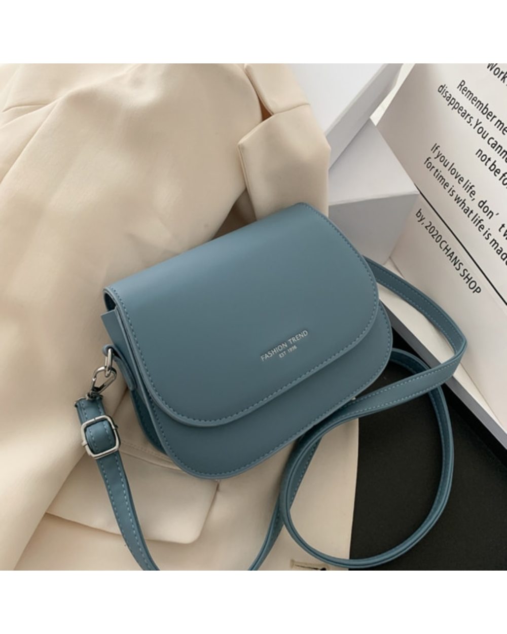 Simple Small Flap Shoulder Pouch Solid Color Leather Crossbody Bags template