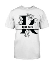 R Floral Split Alphabets Monogram Personalized Custom Premium Fit Mens Tee front