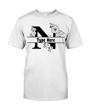 N Floral Split Alphabets Monogram Personalized Custom Premium Fit Mens Tee front