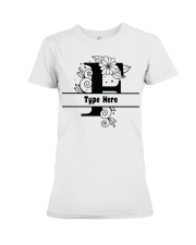 F Floral Split Alphabets Monogram Personalized Custom Premium Fit Ladies Tee tile