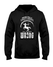 Never tell a Sagittarius Black Hooded Sweatshirt thumbnail