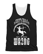 Never tell a Sagittarius Black All-over Unisex Tank thumbnail