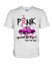 Pink - Spread the hope Breast Cancer V-Neck T-Shirt tile