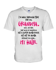 I Would Walk Through Fire For you Grandma V-Neck T-Shirt tile