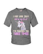 I May Look Calm - Unicorn Youth T-Shirt tile