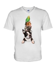 Dog-cat-mouse-bird V-Neck T-Shirt thumbnail