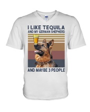 Tequila and German Shepherd V-Neck T-Shirt thumbnail