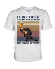 Beer and Dachshund V-Neck T-Shirt thumbnail