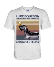 Bourbon and Miniature Schnauzer V-Neck T-Shirt thumbnail