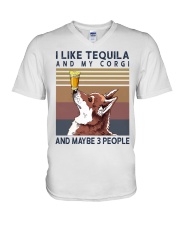 Tequila and Corgi V-Neck T-Shirt thumbnail