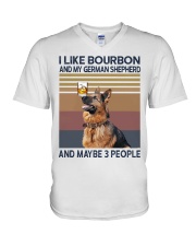 Bourbon and German Shepherd V-Neck T-Shirt thumbnail