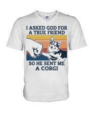 true friend CORGI V-Neck T-Shirt thumbnail