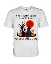 Witch Wine Miniature Schnauzer V-Neck T-Shirt thumbnail