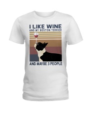 Wine and Boston Terrier Ladies T-Shirt thumbnail
