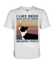 I like beer and my Boston Terriers V-Neck T-Shirt thumbnail