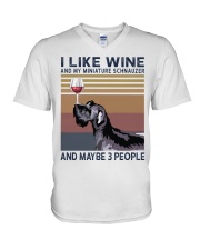 Wine and Miniature Schnauzer V-Neck T-Shirt thumbnail