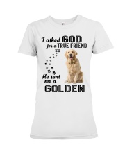 Golden Retriever Asked God Premium Fit Ladies Tee thumbnail