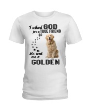 Golden Retriever Asked God Ladies T-Shirt thumbnail