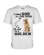 Golden Retriever Asked God V-Neck T-Shirt thumbnail