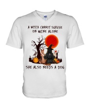 Witch Wine German Shepherd V-Neck T-Shirt thumbnail