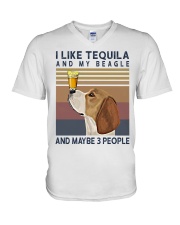 Tequila and Beagle V-Neck T-Shirt thumbnail