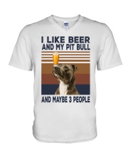 Beer and Pitbulls V-Neck T-Shirt thumbnail