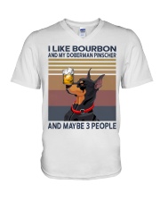 Bourbon and Doberman Pinscher V-Neck T-Shirt thumbnail