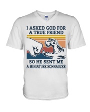 true friend a Miniature Schnauzer V-Neck T-Shirt thumbnail