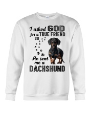 Dachshund Asked God Crewneck Sweatshirt thumbnail