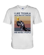 Tequila and Miniature Schnauzer V-Neck T-Shirt thumbnail