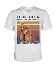 Beer and English Cocker spaniels V-Neck T-Shirt thumbnail
