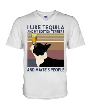 Tequila and Boston Terriers V-Neck T-Shirt thumbnail