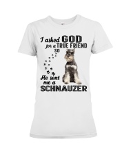 Miniature Schnauze Asked God Premium Fit Ladies Tee thumbnail