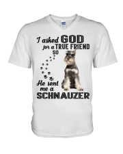 Miniature Schnauze Asked God V-Neck T-Shirt thumbnail